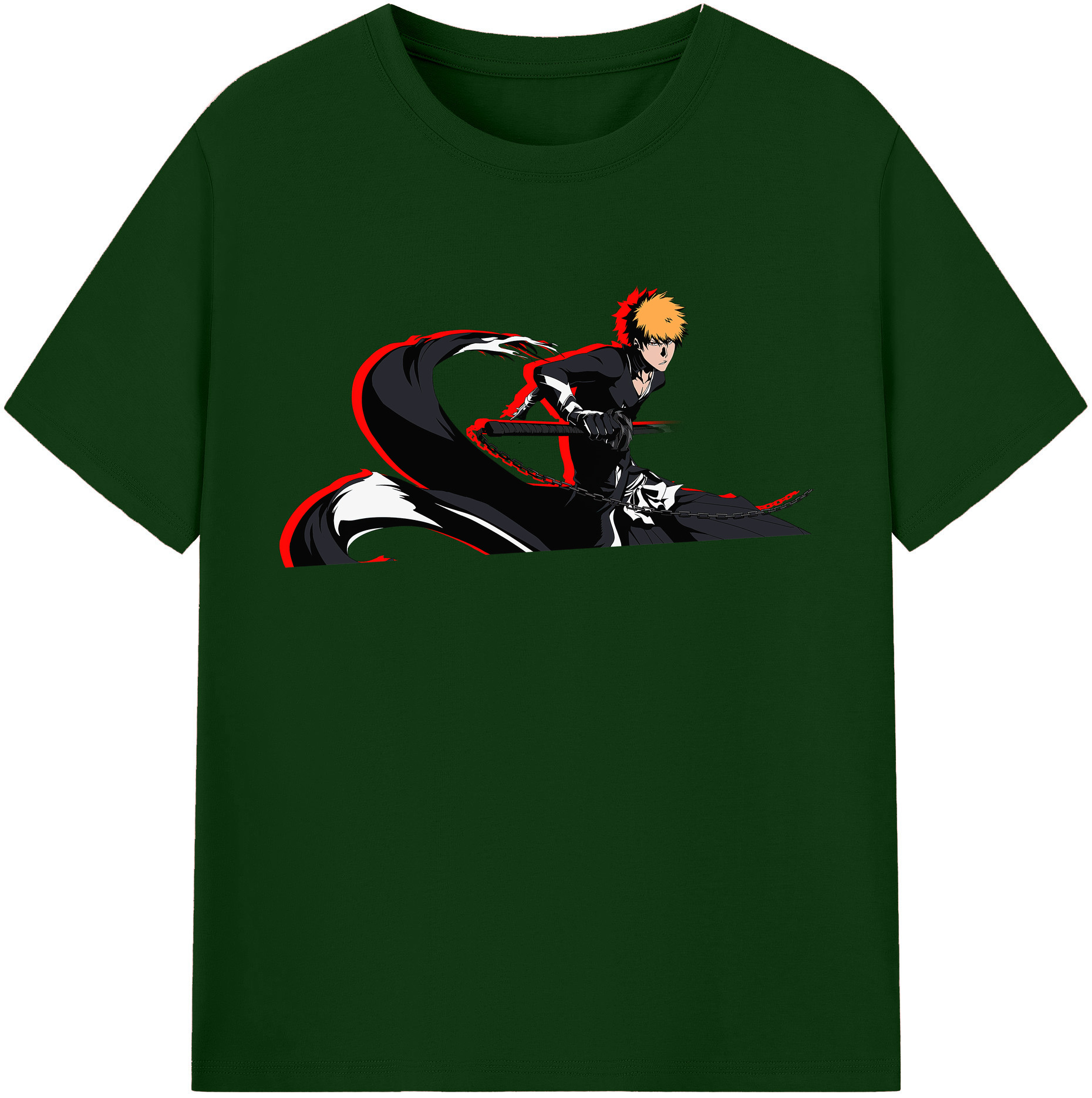 （画像用） ブリーチ 黒崎一護（くろさき いちご）BLEACH Kurosaki Ichigo 綿100％半袖Tシャツ（フロントプリント）